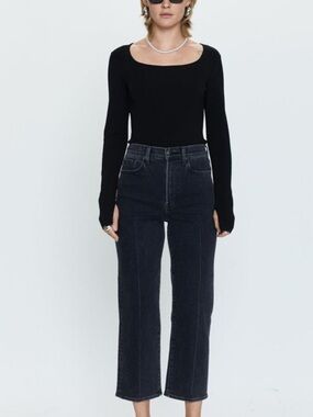 Pistola Denim Cassie Crop Super High Rise Straight in Black Box Size 27